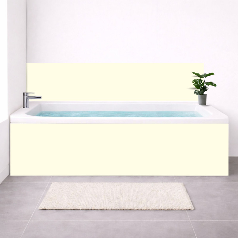 Tablier baignoire sur mesure uni blanc crème – PVC & alu