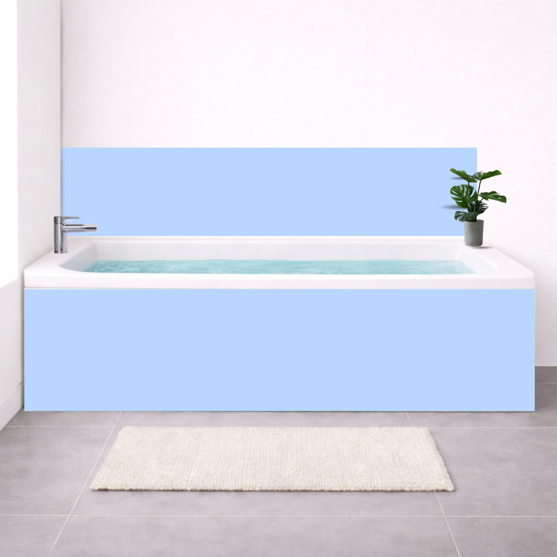 Tablier baignoire sur mesure uni bleu ciel – PVC & alu