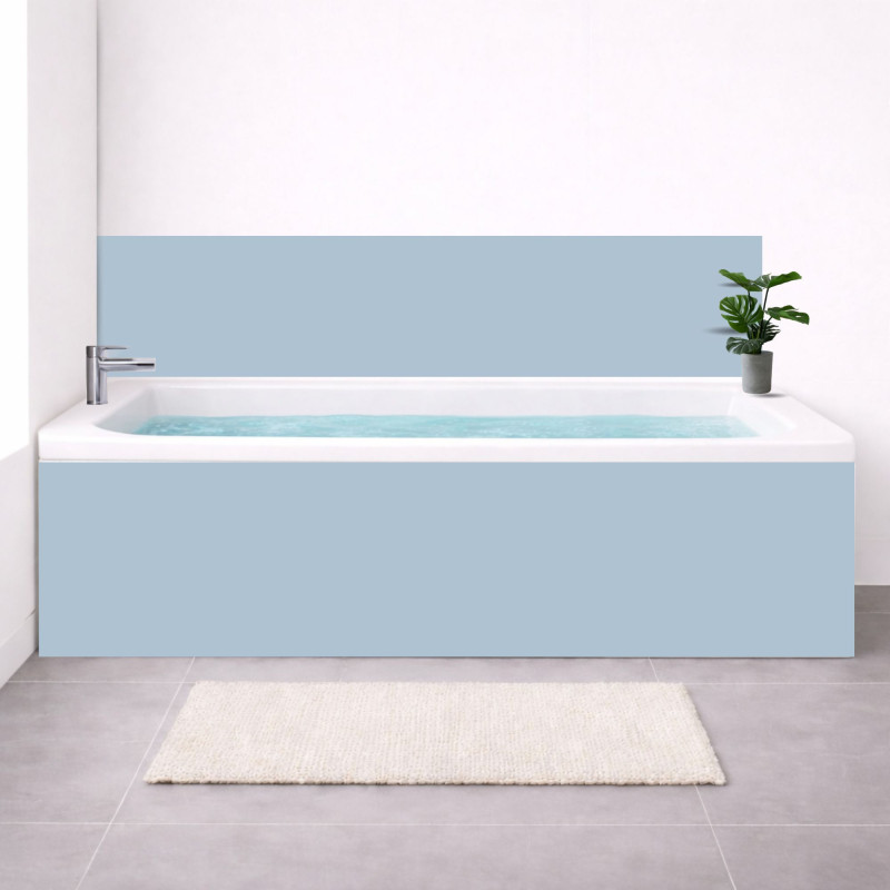 Tablier baignoire sur mesure gris bleu pétillant – PVC & alu