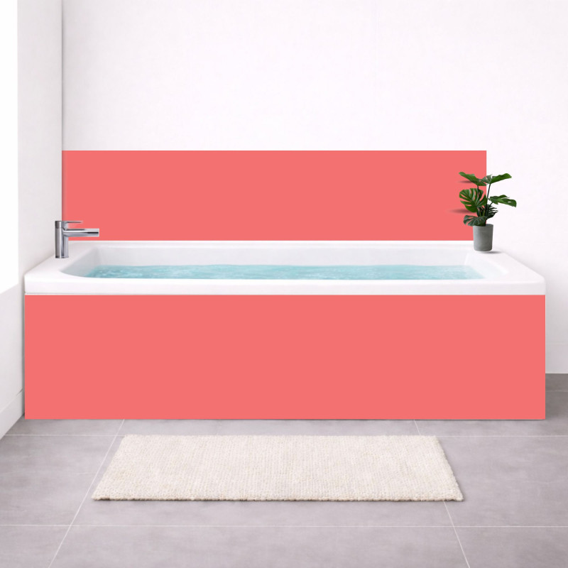Tablier baignoire sur mesure uni rouge corail – PVC & alu
