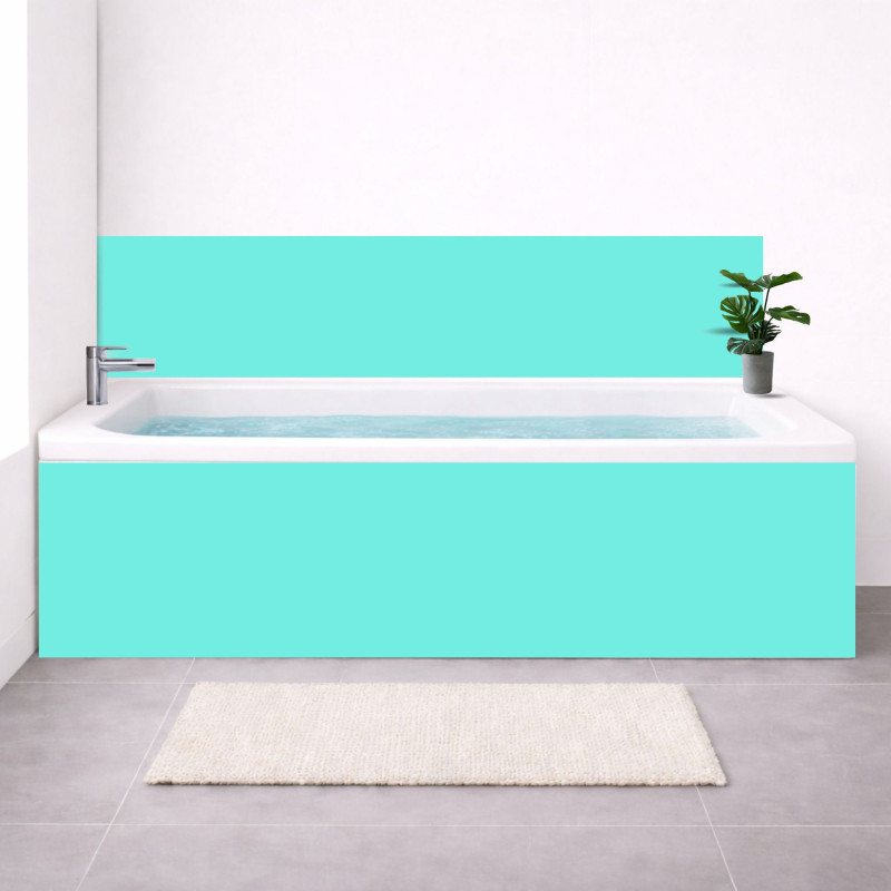 Tablier baignoire sur mesure Bleu Pastel – PVC & alu