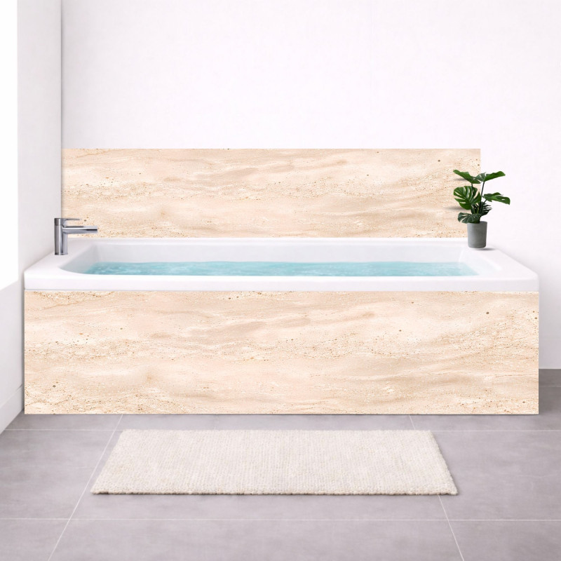 Tablier baignoire sur mesure Pierre Travertin Clair