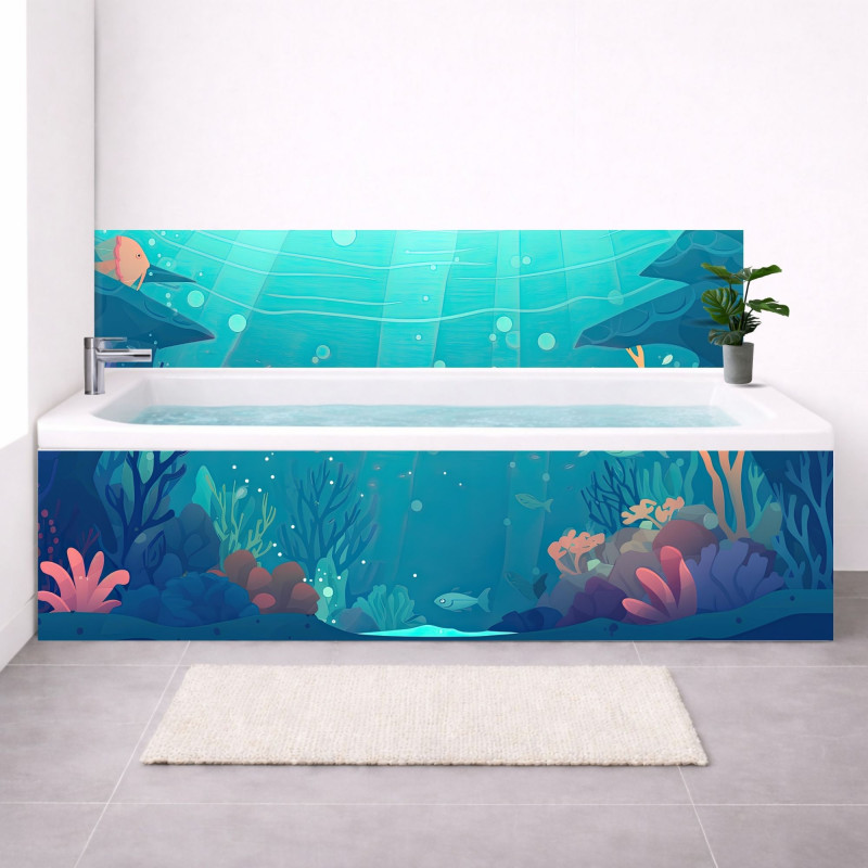 Tablier baignoire sur mesure Aquarium Coloré – PVC & alu