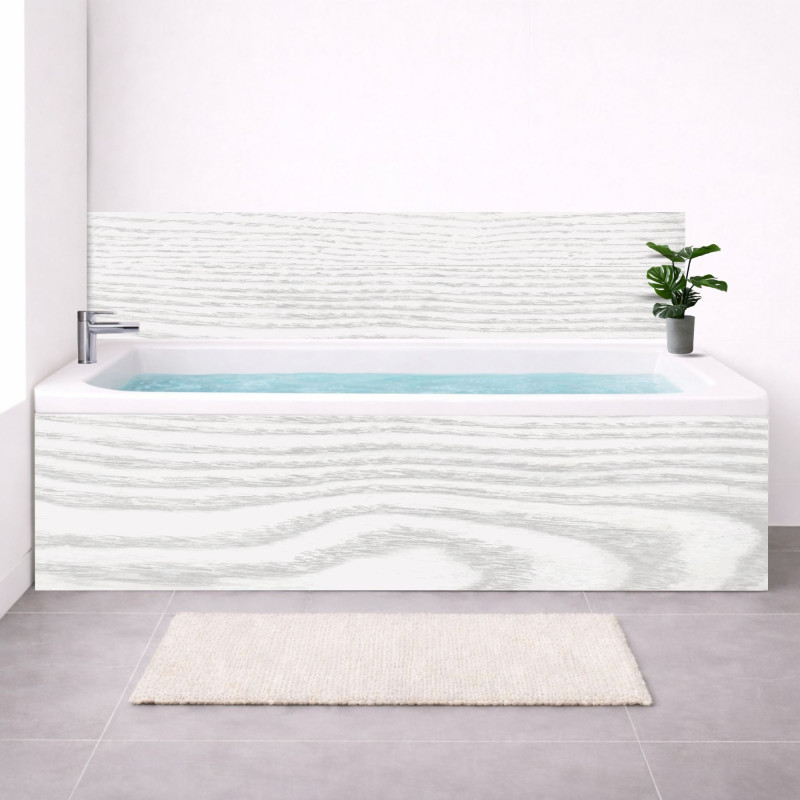Tablier baignoire sur mesure effet bois blanc – PVC & alu