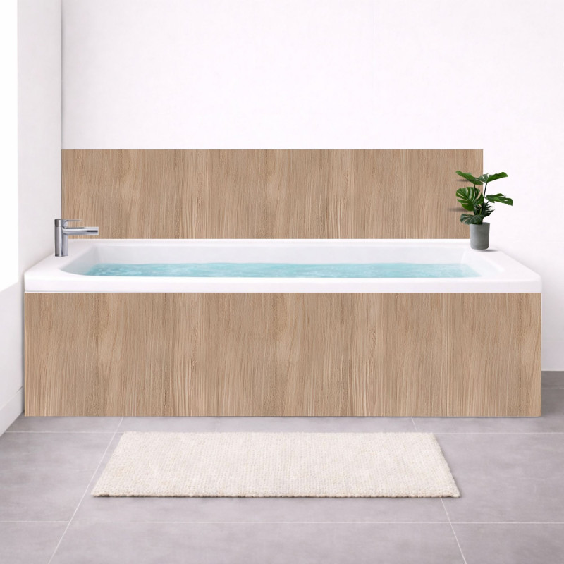 Tablier baignoire sur mesure effet bois clair – PVC & alu