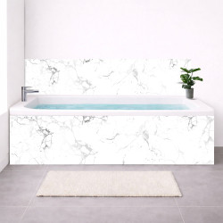 Tablier baignoire sur mesure effet marbre blanc – PVC & alu