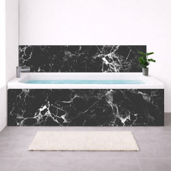 Tablier baignoire sur mesure effet marbre noir – PVC & alu