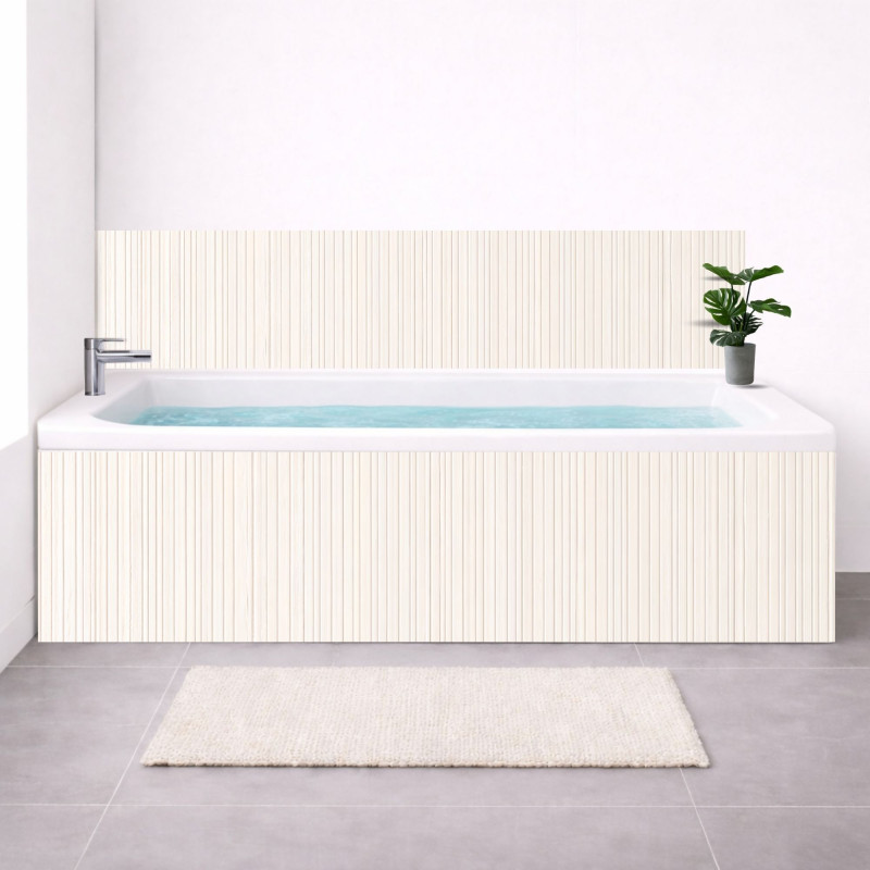 Tablier baignoire sur mesure Lignes Verticales Ivoire