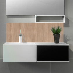 Crédence salle de bain sur mesure effet bois clair