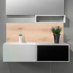 Crédence salle de bain sur mesure effet bois brut naturel