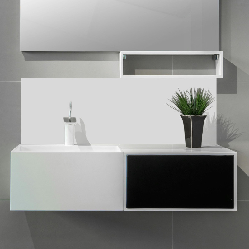 Crédence gris clair salle de bain sur mesure