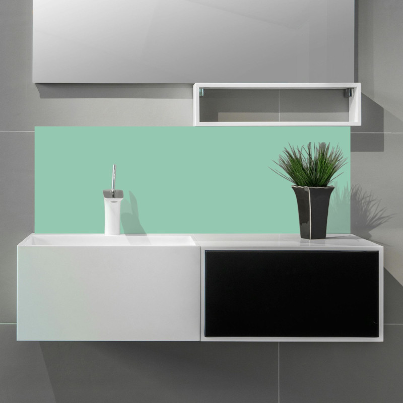 Crédence verte salle de bain sur mesure