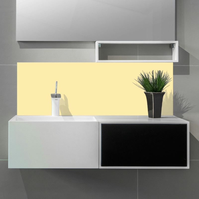 Crédence jaune salle de bain sur mesure
