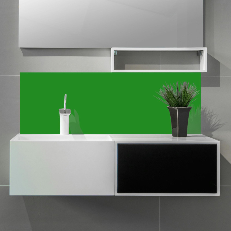 Crédence vert forêt sur mesure salle de bain