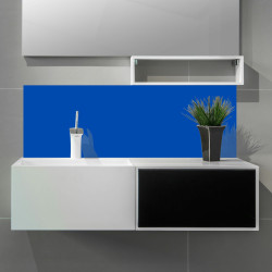 Crédence bleu pure sur mesure salle de bain
