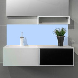 Crédence bleu ciel sur mesure salle de bain