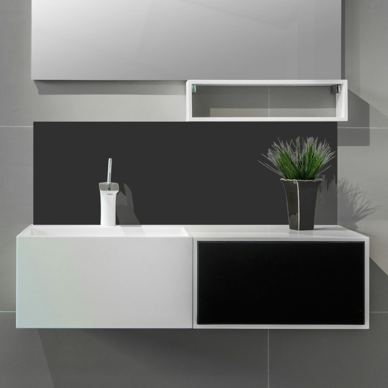 Crédence gris anthracite sur mesure salle de bain|Tablier-Baignoire.fr