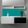 Crédence bleu canard sur mesure salle de bain
