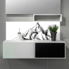 Crédence Montagne noir et blanc sur mesure