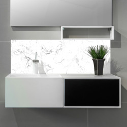 Crédence marbre blanc sur mesure salle de bain