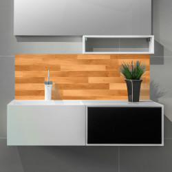 Crédence chêne naturel sur mesure salle de bain