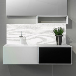 Crédence effet bois blanc sur mesure | Tablier-Baignoire.fr